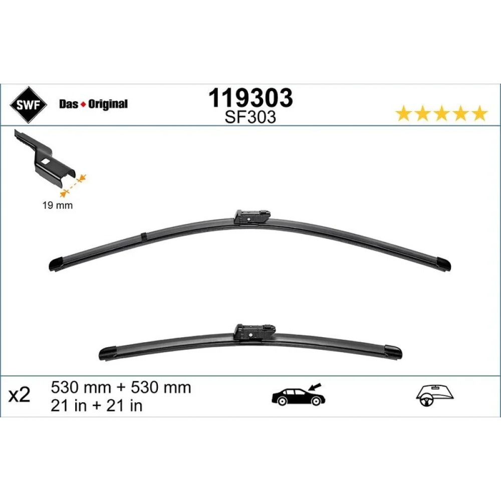 Silecek flat blade swf x2 530/530 ( skoda fabia )