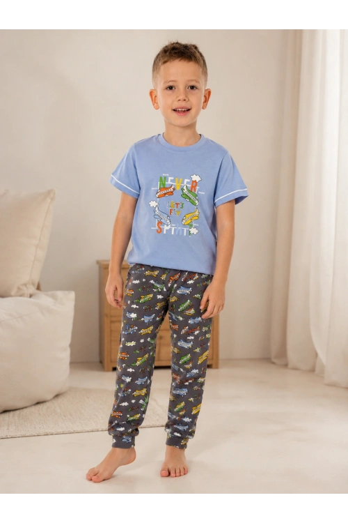 Erkek çocuk uçak desenli pijama takımı