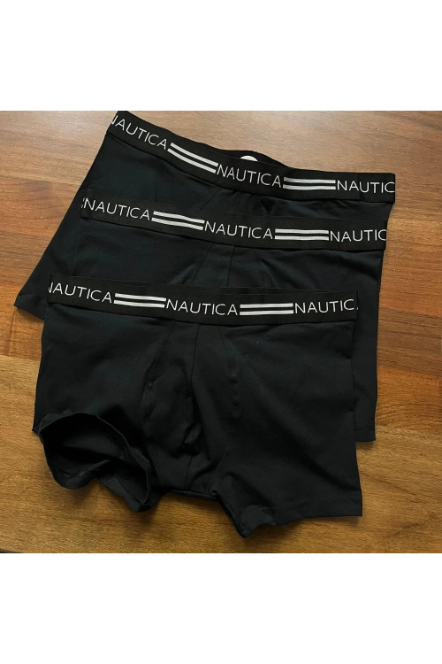 Erkek Nautıca Boxer %100 Pamuk 3lu Set Siyah