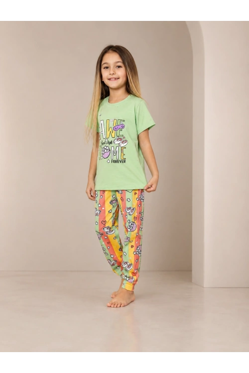 Kız çocuk çok renkli pijama takımı