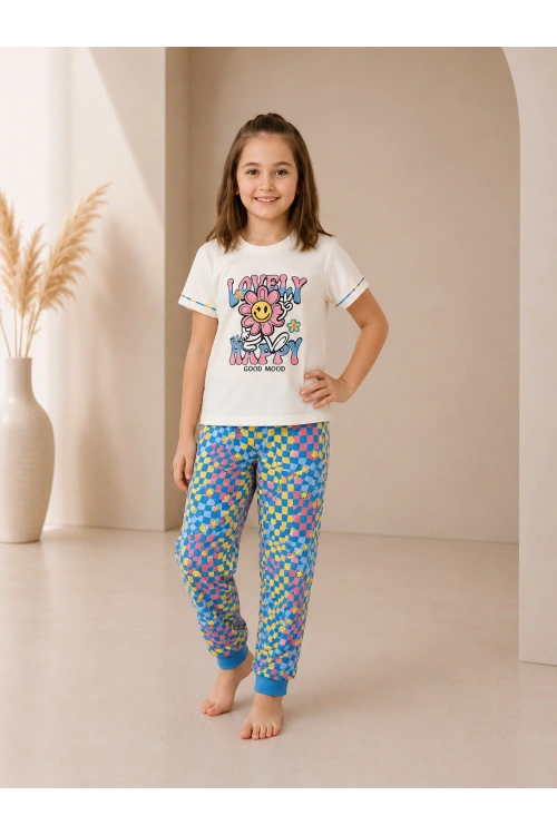 Kız çocuk renkli pijama takımı