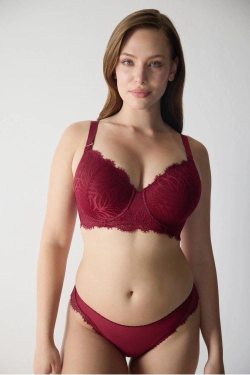 Magıcform Motifli Dantelli balenli Toparlayıcı Sütyen bordo 5685