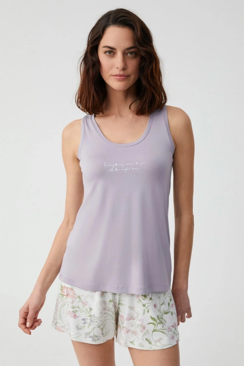 Penyemood Comfort mood şort lila takım 2806