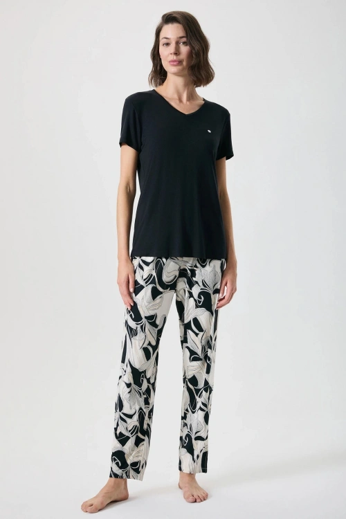 Penyemood siyah Viskon pijama takımı 10129