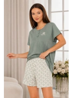%100 pamuk şortlu yeşil kadın pijama takımı