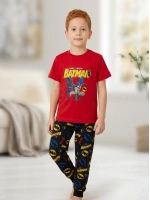 Batmanli kırmızı erkek çocuk pijama takımı