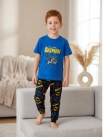 Batmanli mavi erkek çocuk pijama takımı