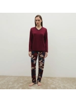 Bordo altı desenli pijama takımı