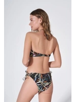 Çiçek desenli boyundan bağlamalı straplez bikini takımı