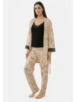 Dantel detaylı üçlü pijama takımı