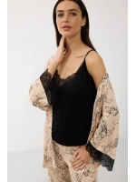 Dantel detaylı üçlü pijama takımı