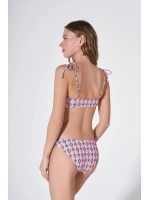 Desenli omuzdan bağlamalı bikini takımı