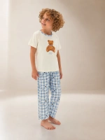 Erkek Çocuk ayıcık desenli mavi Pijama Takım
