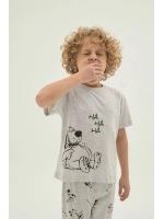 Erkek Çocuk Baskılı gri Pijama Takım