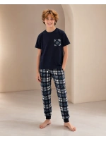 Erkek çocuk lacivert kısa kollu pijama takımı