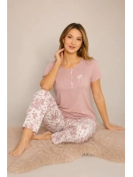 Gül kurusu 3 düğmeli pijama takımı