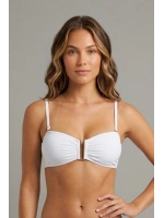 Kadın beyaz ayarlanabilir askılı bikini üstü