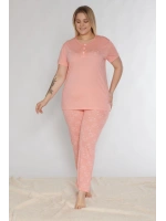 Kadın büyük beden K.somon rengi ayıcıklı pijama takımı
