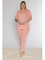 Kadın büyük beden K.somon rengi ayıcıklı pijama takımı