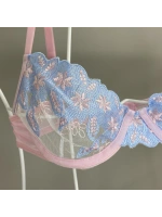 Kadın fantezi pembe mavi transparan iççamaşırı takımı