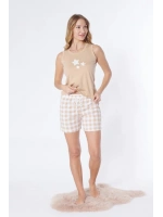 Kadın kısa kollu şortlu vizon rengi pijama takımı