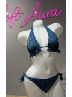 Kadın mavi desenli bikini takımı