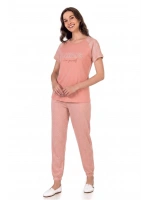 KADIN YAZLIK KISA KOL PEMBE PİJAMA TAKIMI