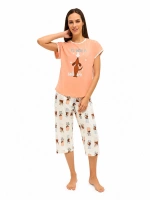 Kısa kollu kaprili köpek figürlü pijama takımı