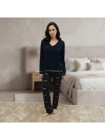 Lacivert leopar desenli pijama takımı