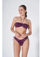 Leopar desenli straplez boyundan bağlamalı bikini takımı