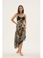 Leoparlı Desenli asimetrik kesim gecelik