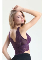 Magıcform Dantelli Pencere Detaylı Kalın Askılı Bralet mürdüm