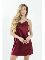 Magicform Krep Saten Dantelli Bordo  İp Askılı Kısa Kadın Gecelik 87430