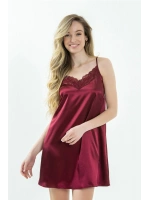 Magicform Krep Saten Dantelli Bordo  İp Askılı Kısa Kadın Gecelik 87430