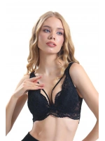 Magıcform Yakası Çapraz İpli Dantelli Bralet Sütyen siyah