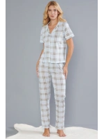 Mavi önden düğmeli pijama takımı