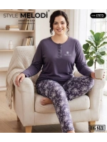 Melodi mor büyük beden pijama takımı