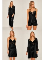 Mıssdore siyah saten 6’lı çeyiz seti