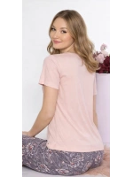 Pembe altı desenli kısa kollu pijama takımı