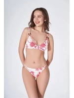 Pembe çiçekli bikini takımı