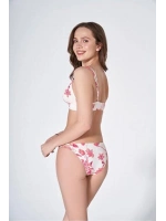 Pembe çiçekli bikini takımı