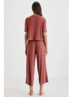 Penyemood Bisiklet yaka rahat kesim kiremit pijama takımı 9457