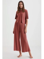 Penyemood Bisiklet yaka rahat kesim kiremit pijama takımı 9457