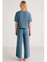 Penyemood Bisiklet yaka rahat kesim mavi pijama takımı 9457