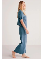 Penyemood Bisiklet yaka rahat kesim mavi pijama takımı 9457