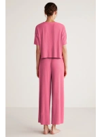 Penyemood Bisiklet yaka rahat kesim pembe pijama takımı 9457