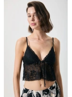 Penyemood Dantel büstiyerli üçlü sabahlık pijama takımı