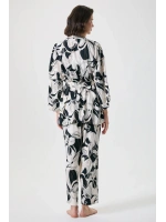 Penyemood Dantel büstiyerli üçlü sabahlık pijama takımı