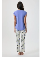 Penyemood mor Çiçek desenli pijama takımı 20211