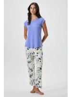 Penyemood mor Çiçek desenli pijama takımı 20211